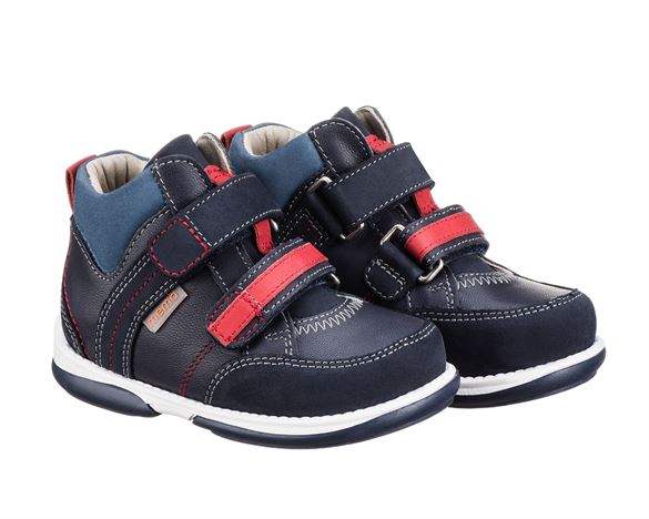 Se Memo Polo Junior sneakers, dark navy m/rød - velcrosko med ekstra støtte hos Godesko.dk